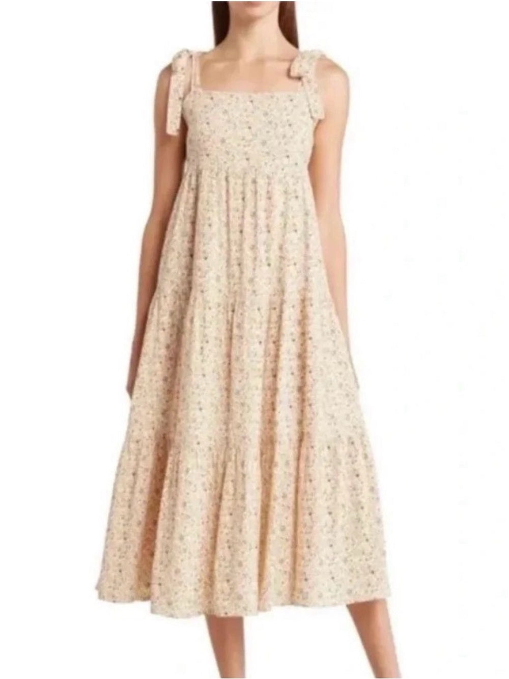 Madewell Lucie Tie Strap Midi Dress in Ivory (XL)