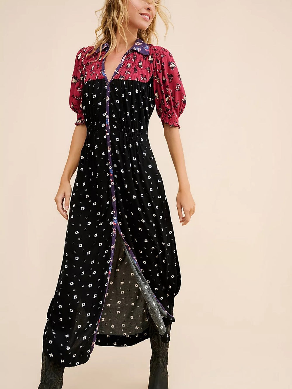 Free People Nora Button Up Midi Dress (S)