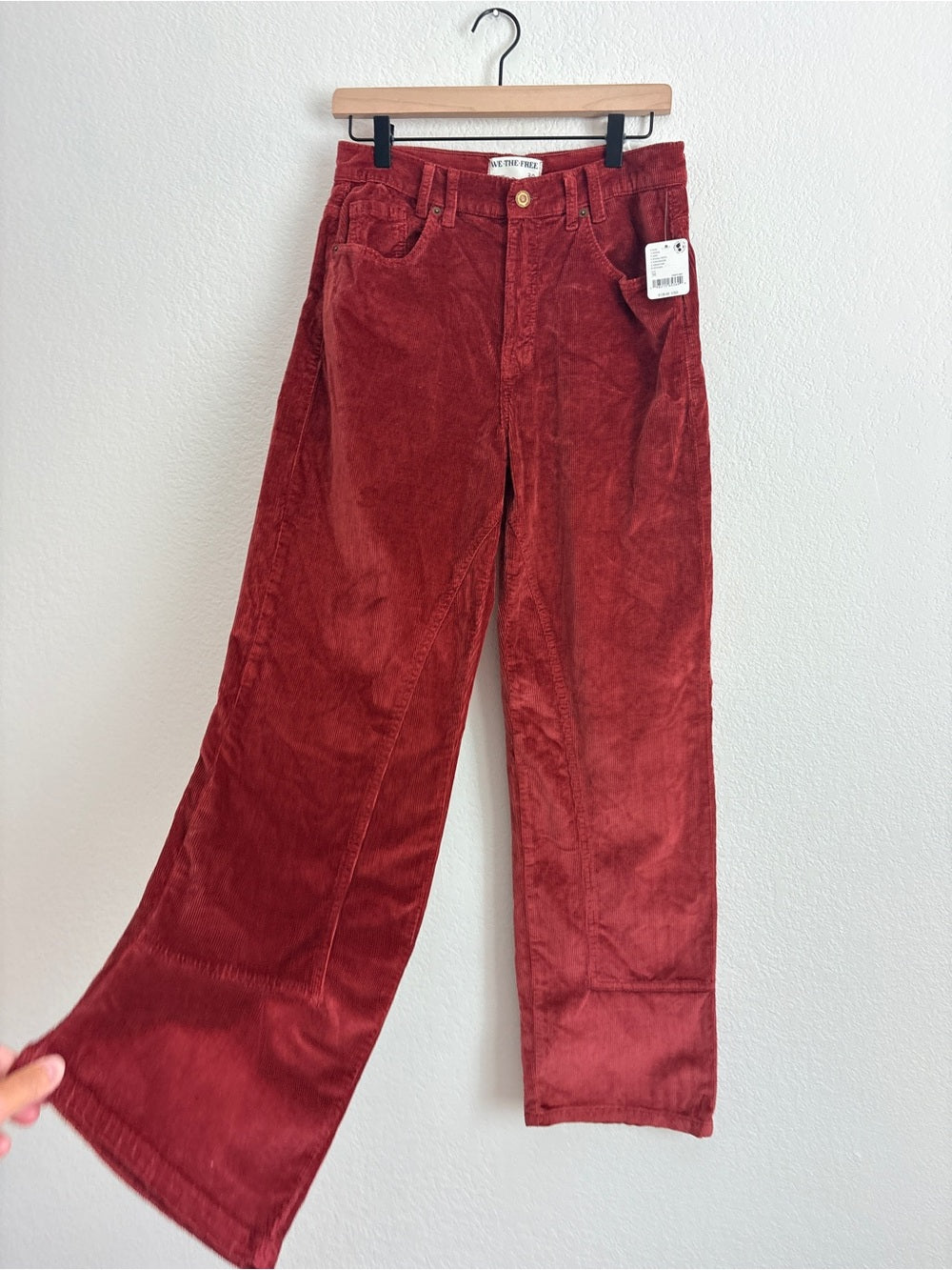 NWT Free People Corduroy Red Straight-Leg Pants (30)