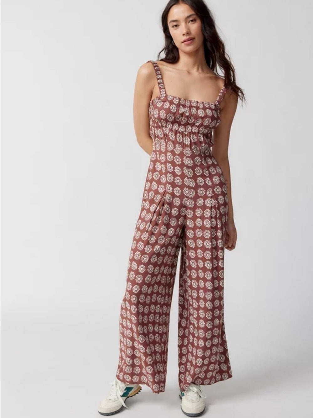 UO Boho Ecote Linen Strappy-Back Jumpsuit (S)