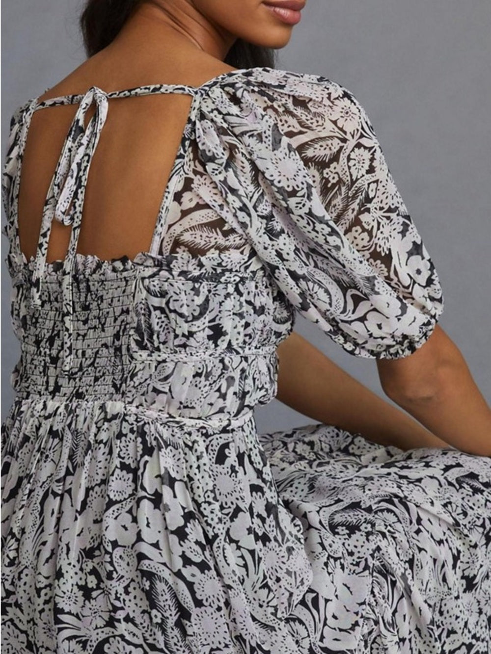 Anthropologie Squareneck Smocked Midi Dress (XS)