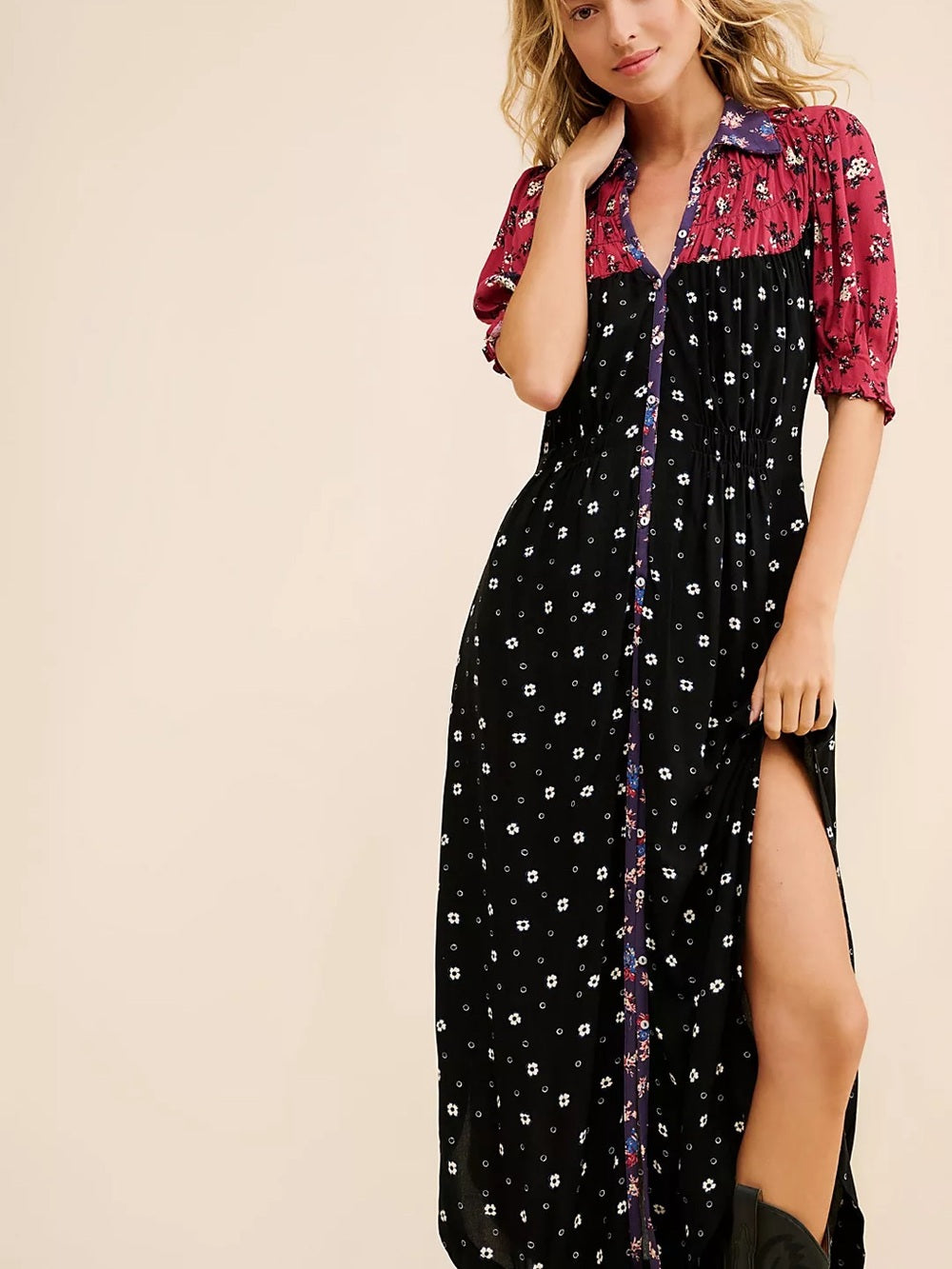 Free People Nora Button Up Midi Dress (S)