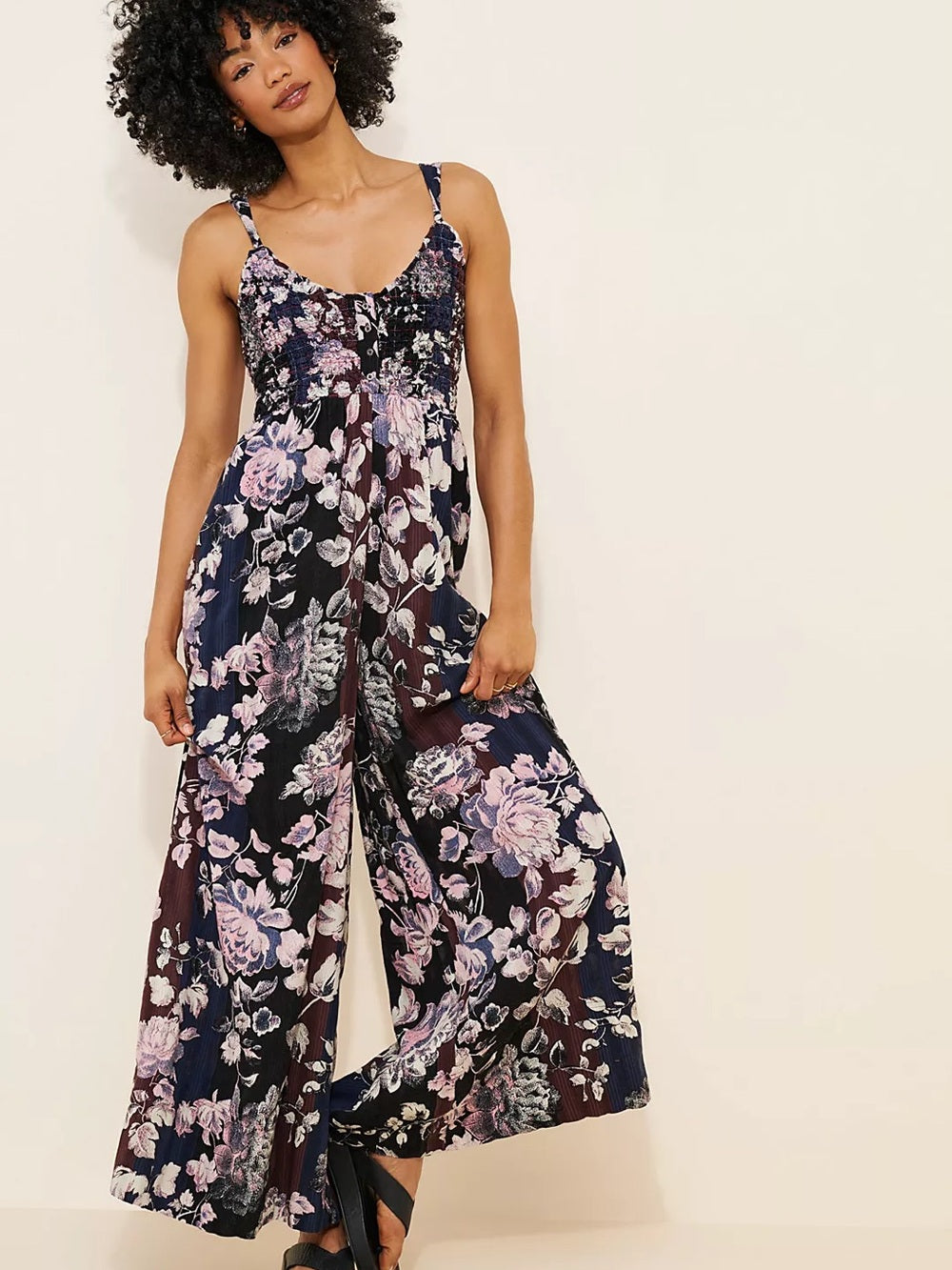 Free People Melrose Wide Leg Floral Jumpsuit (S)