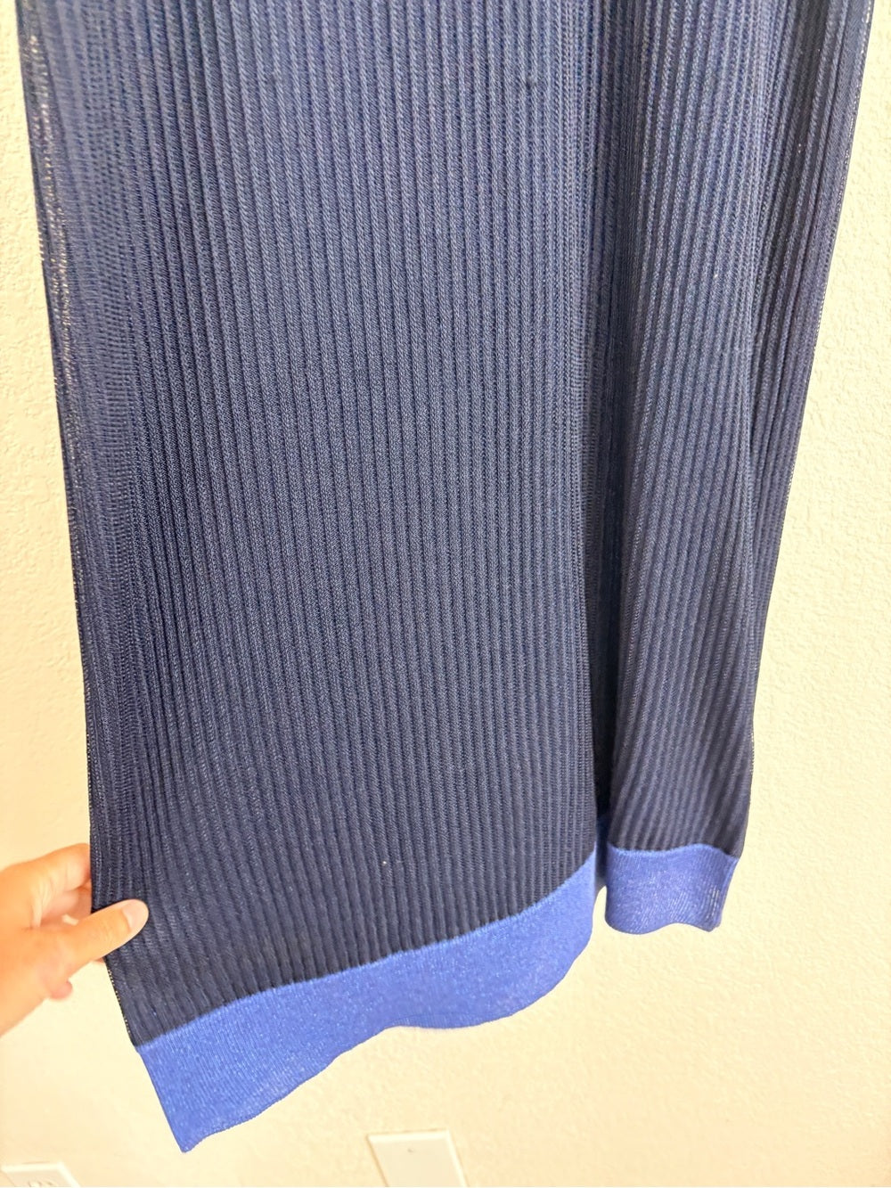 Rag & Bone Cora Ribbed Midi Dress in Navy Blue (M)