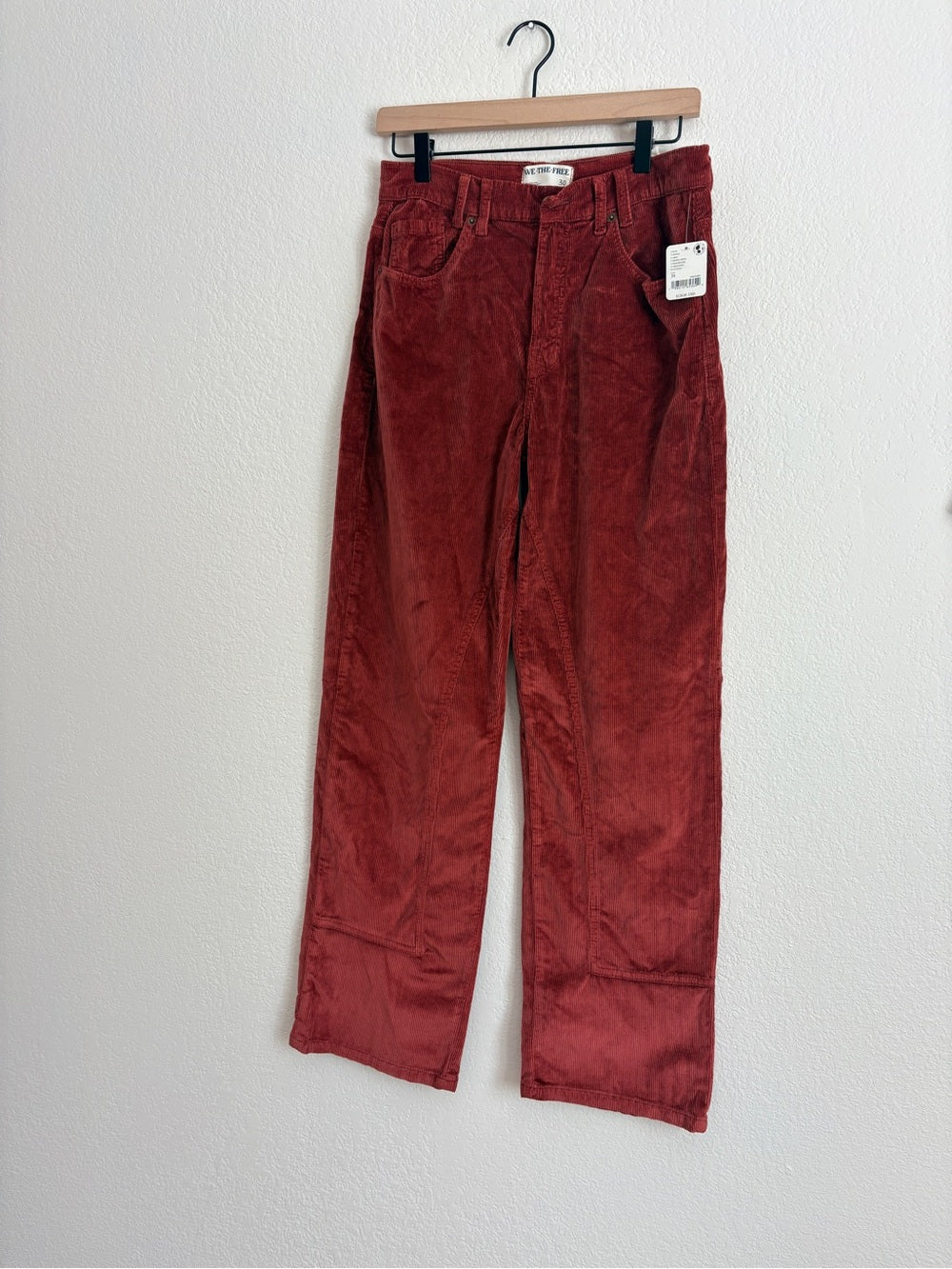 NWT Free People Corduroy Red Straight-Leg Pants (30)