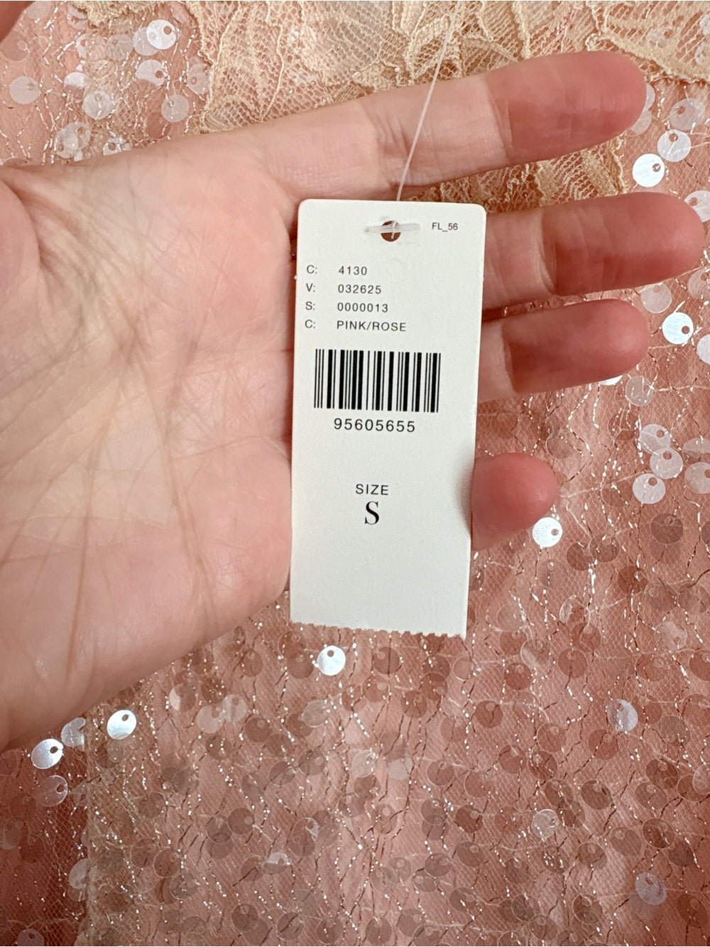 NWT En Elly Sleeveless V-Neck Lace Sequin Slip Midi Dress (S)