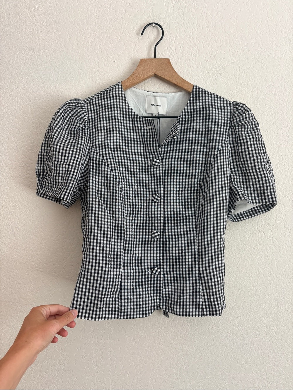 NWT Reformation Gingham Two Piece Set Black & White Check (6)