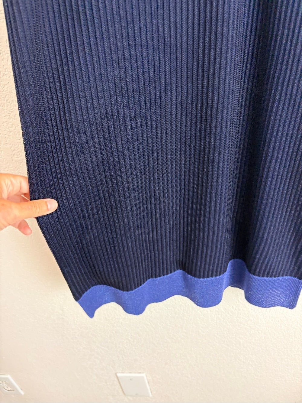 Rag & Bone Cora Ribbed Midi Dress in Navy Blue (M)