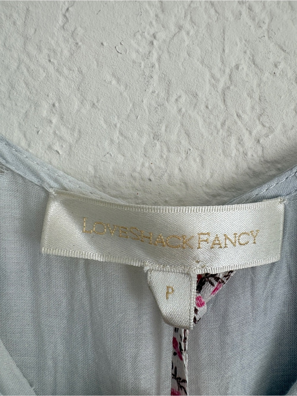 NWT LoveShackFancy RisleyPale Blue Tiered High-Low Cotton Silk Ruffle Dress (XXS)