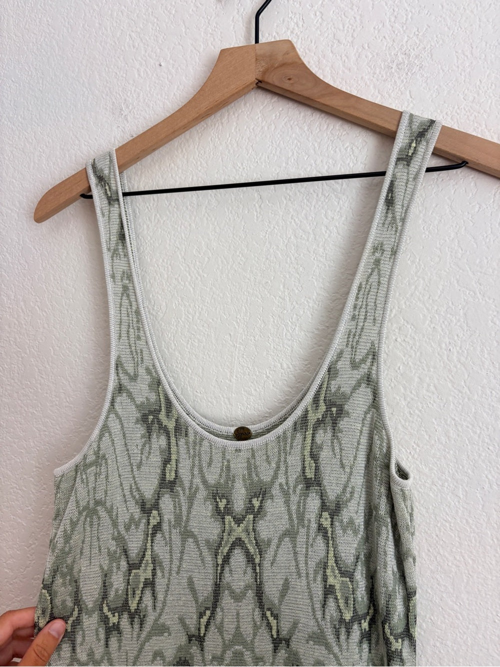 Free People Spun Sleeveless Snake-Print Maxi Dress in Sage Green (M)