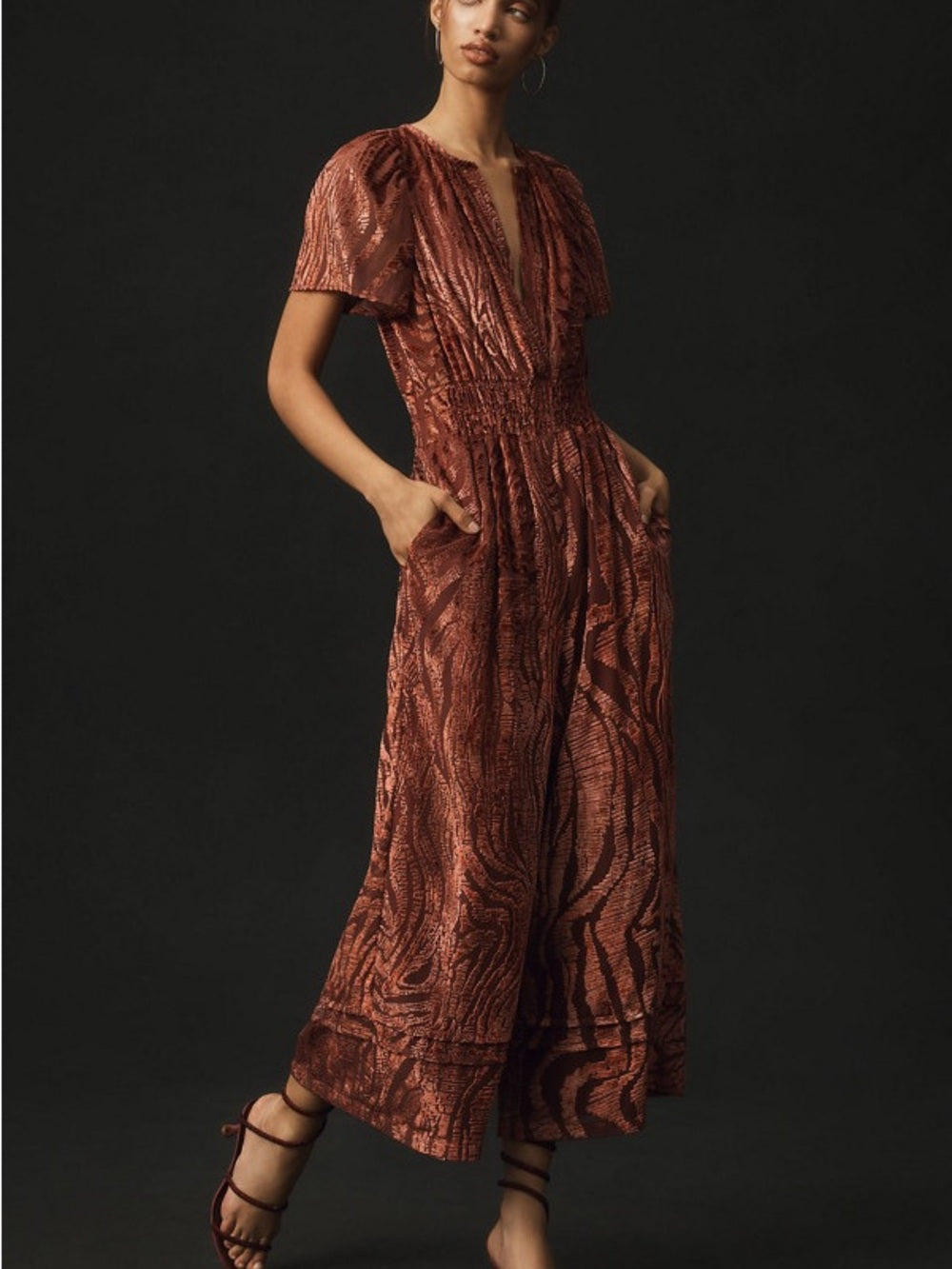 Anthropologie Somerset Jumpsuit in Velvet Burnout (XS)