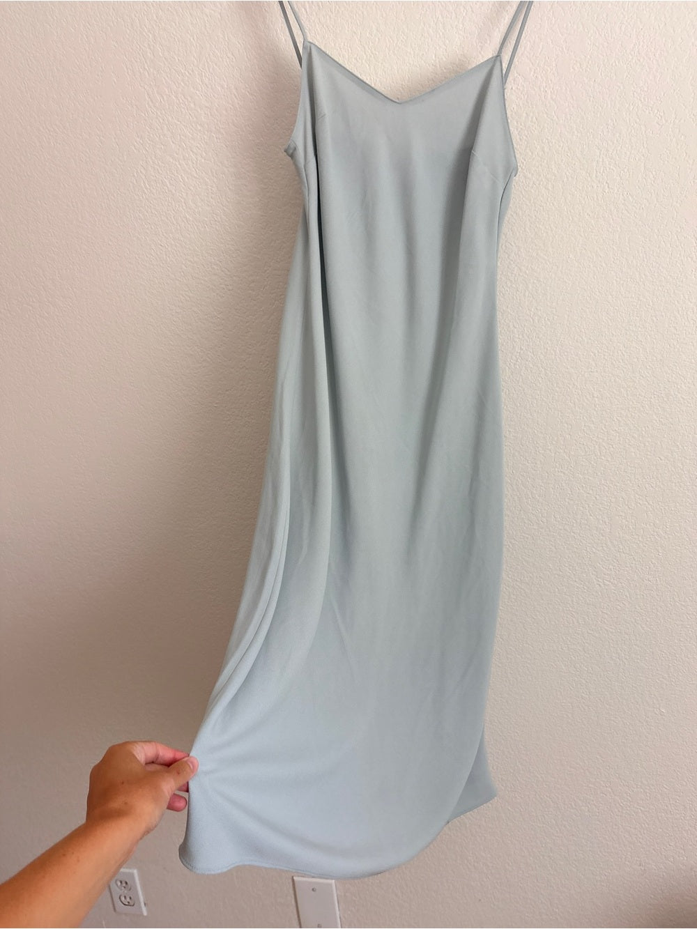 Reformation Frosty Blue Slip Midi Dress in Light Blue (S)