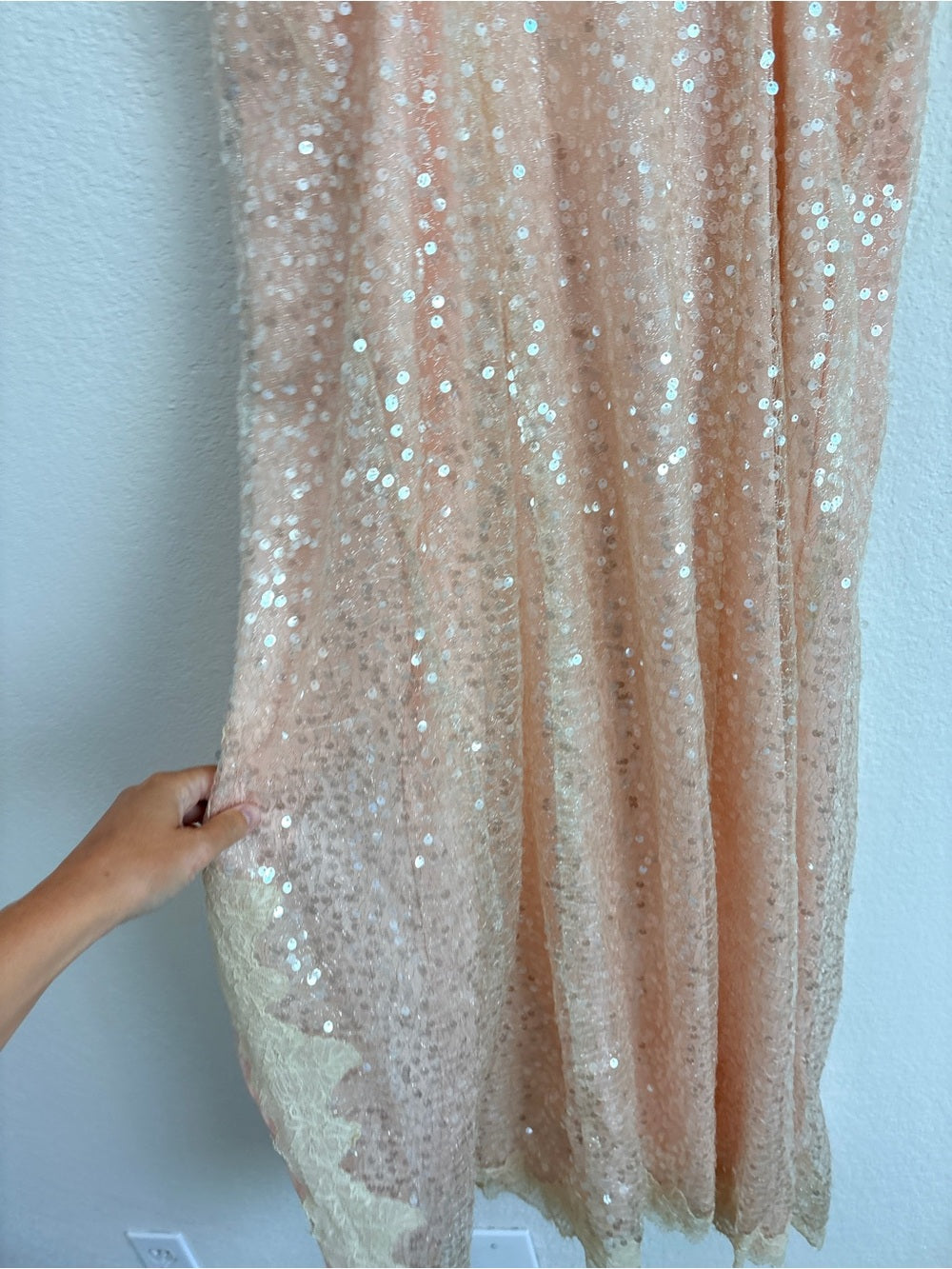 NWT En Elly Sleeveless V-Neck Lace Sequin Slip Midi Dress (S)