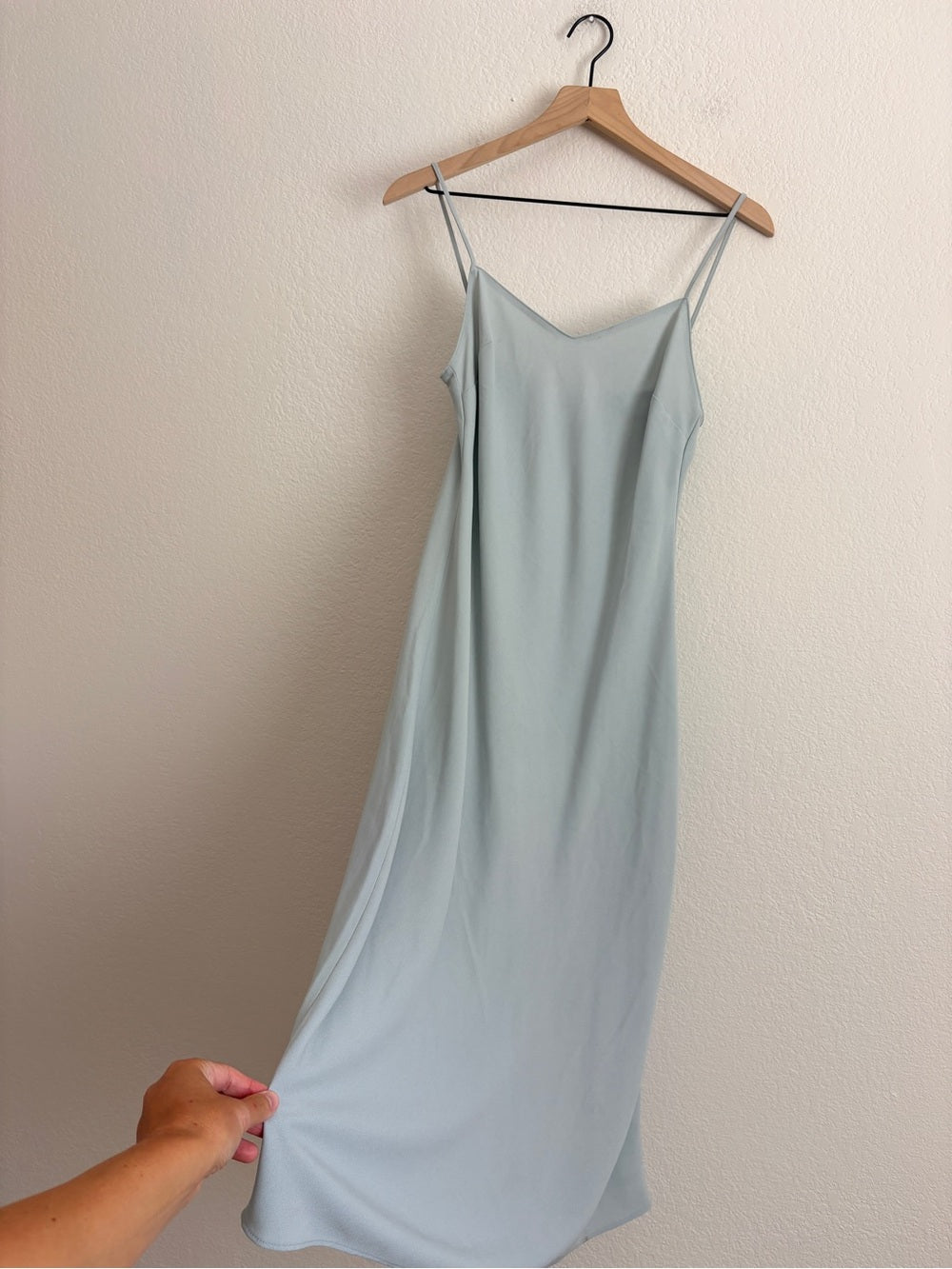 Reformation Frosty Blue Slip Midi Dress in Light Blue (S)
