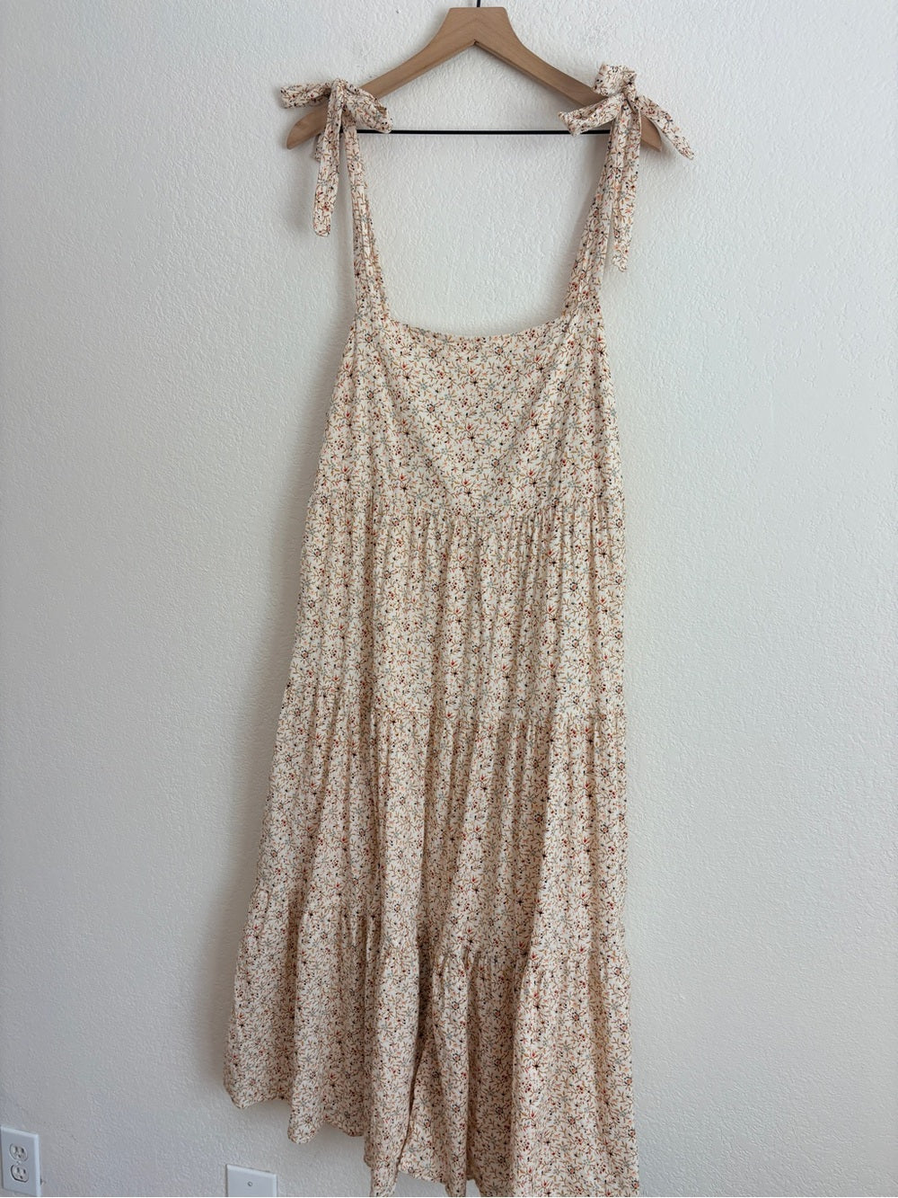 Madewell Lucie Tie Strap Midi Dress in Ivory (XL)