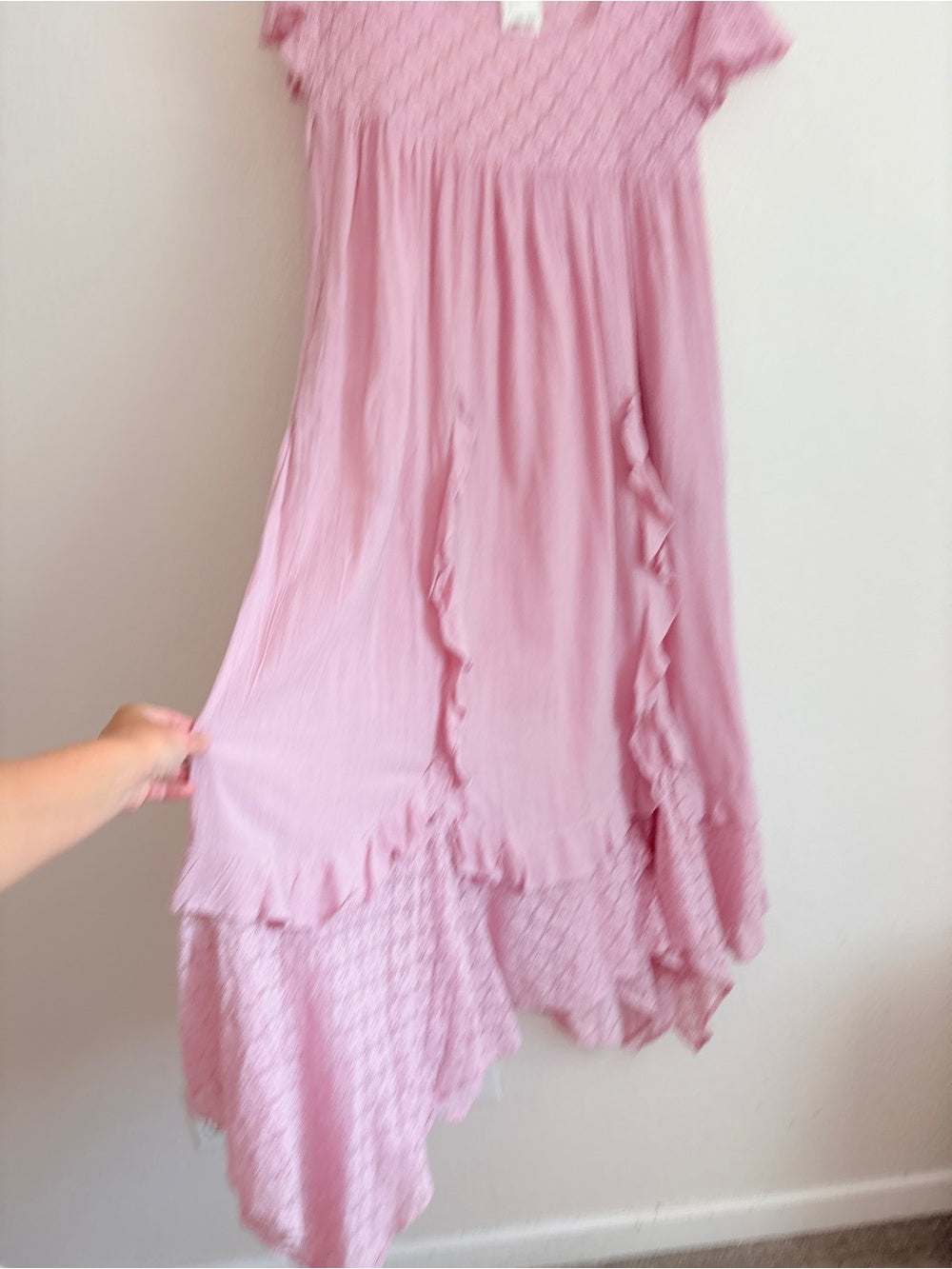 NWT Free People Romance Boho Lace Ruffle Maxi Dress in Dusty Pink (S)