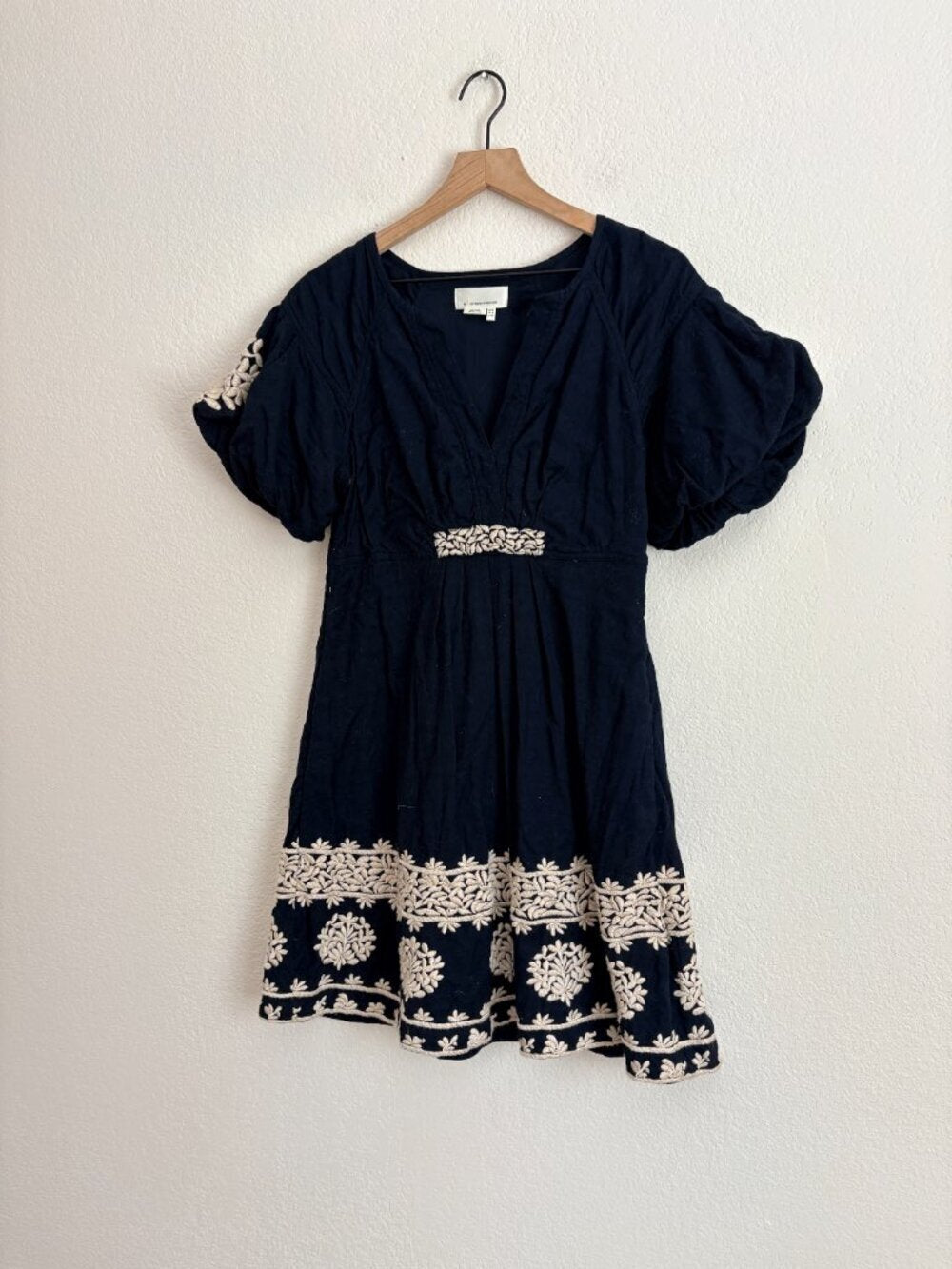 Anthropologie Provence Embroidered Puff Sleeve Mini Dress (8)