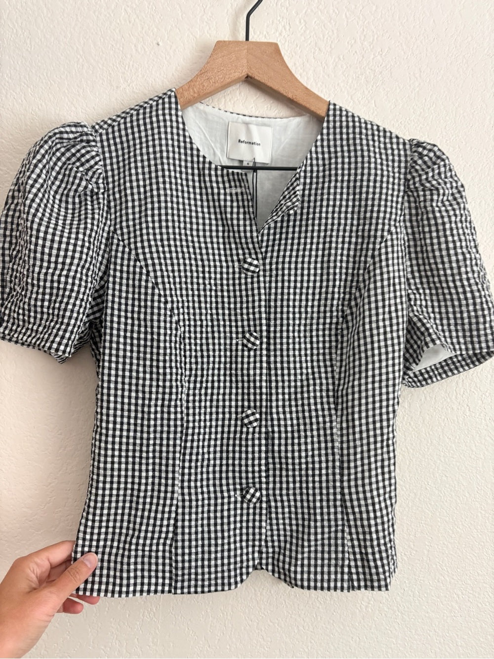 NWT Reformation Gingham Two Piece Set Black & White Check (6)