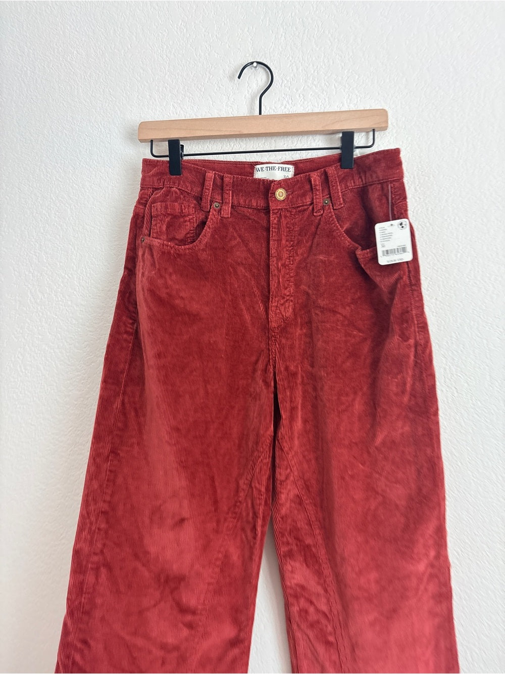 NWT Free People Corduroy Red Straight-Leg Pants (30)