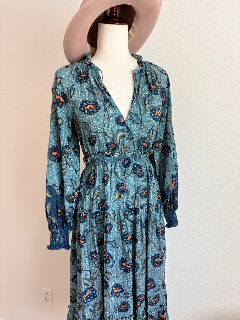 Ulla Johnson Katerina Puff-Sleeve Printed Midi Dress (M)