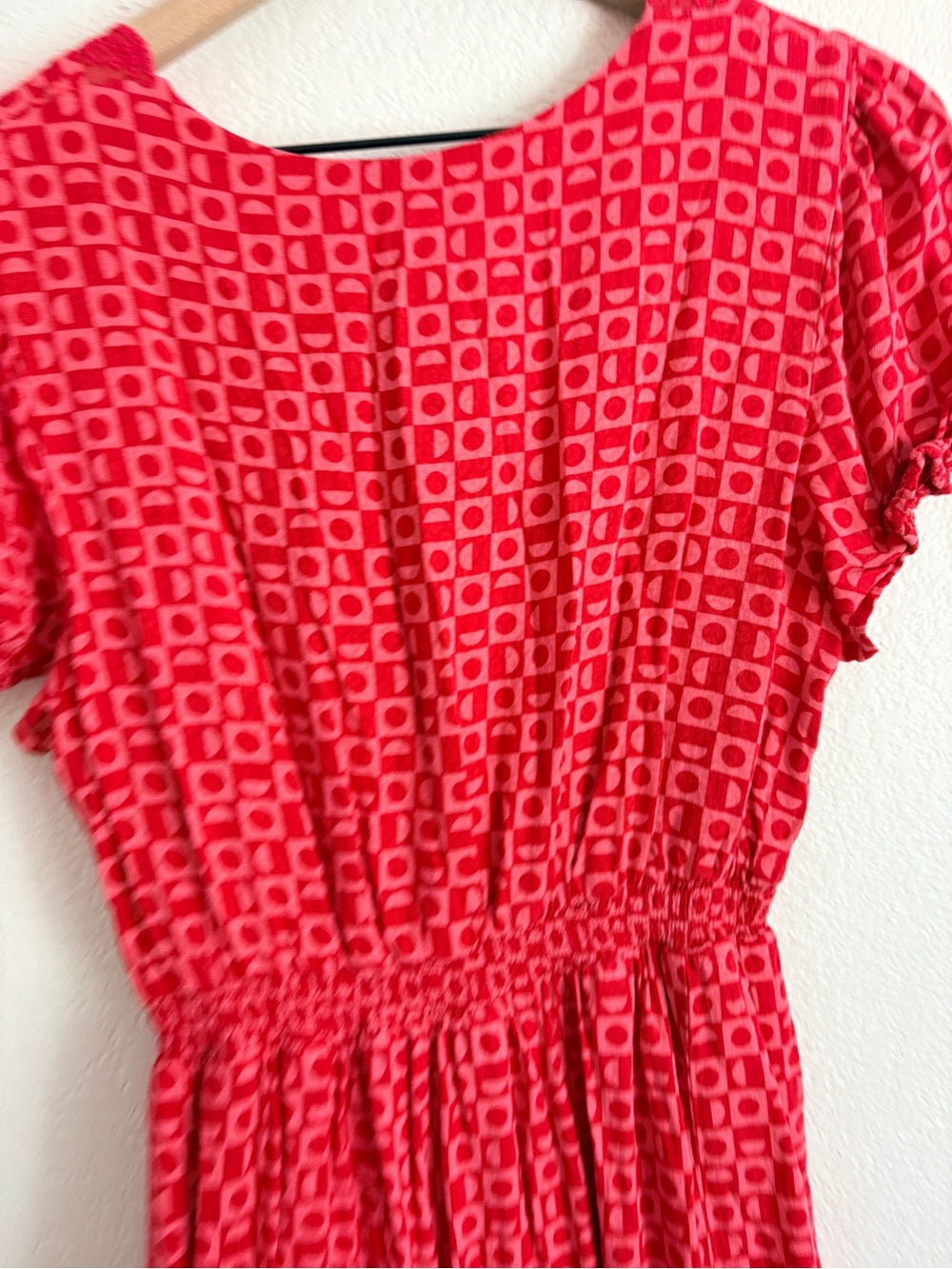 Free People Marley Red Printed V-Neck Dress with Side Slit (S)