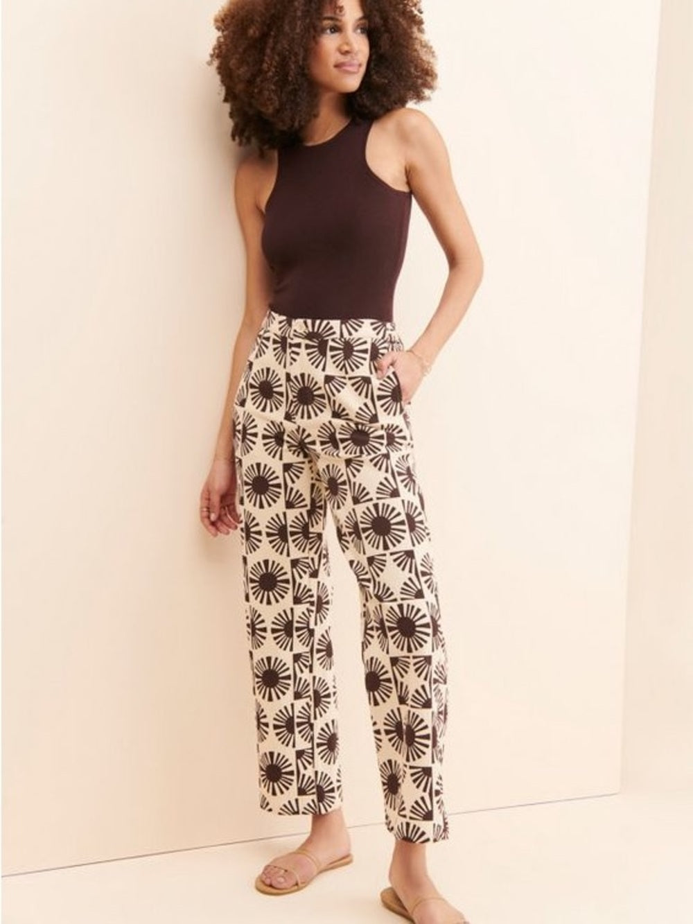 Thinking Mu Boho High Rise Wide Leg Pants (L)