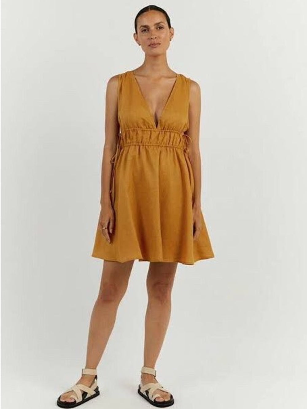 DISSH Pia Marigold Linen Mini Dress (2)