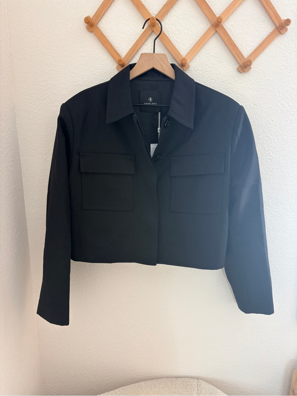 NWT Anine Bing Dayton Cropped Black Jacket (L)