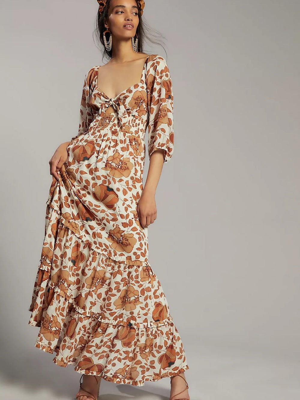 Anthropologie Tiered Floral Maxi Dress (S)