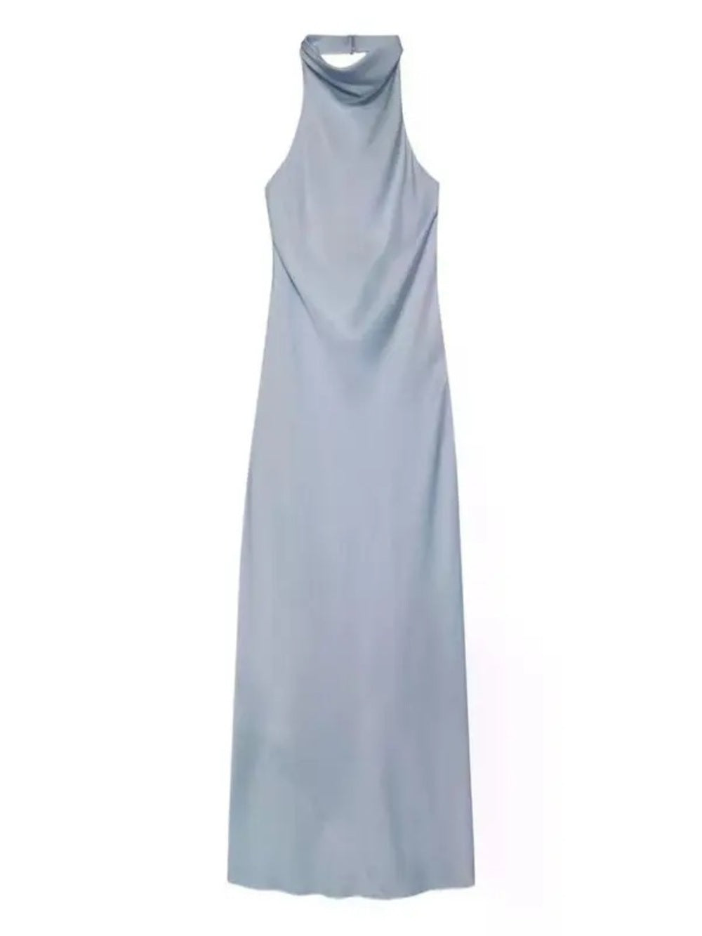 NWT Anine Bing Eliana Silk Halterneck Dress in Pastel Blue (L)