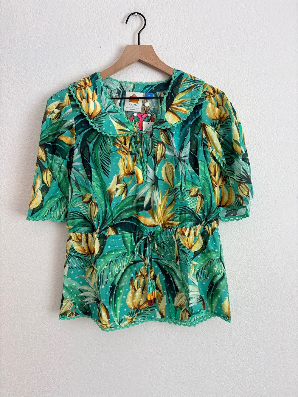 Farm Rio Puff-Sleeve Babydoll Blouse