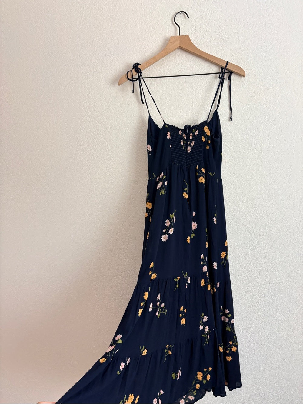 Reformation Kealy Navy Floral Tie-Shoulder Midi Dress (8)