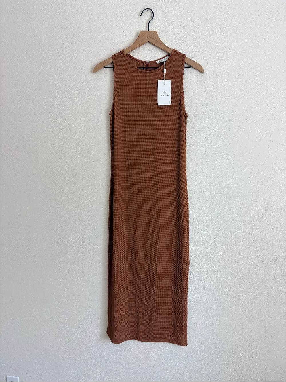 NWT Anine Bing Savannah Waffle Dress in Terra Cotta (S)