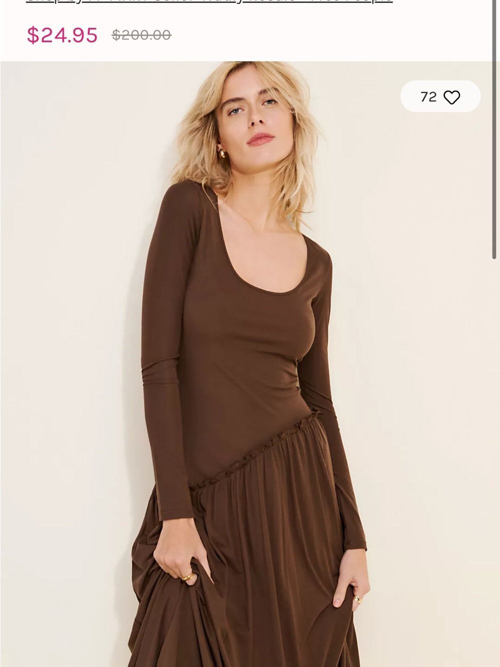 Saemdi Jeanette Chocolate Drop-Waist Midi Dress (M)