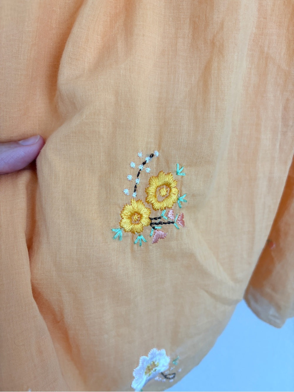 Free People Alana Babydoll Floral Embroidered Orange Mini Sundress (L)
