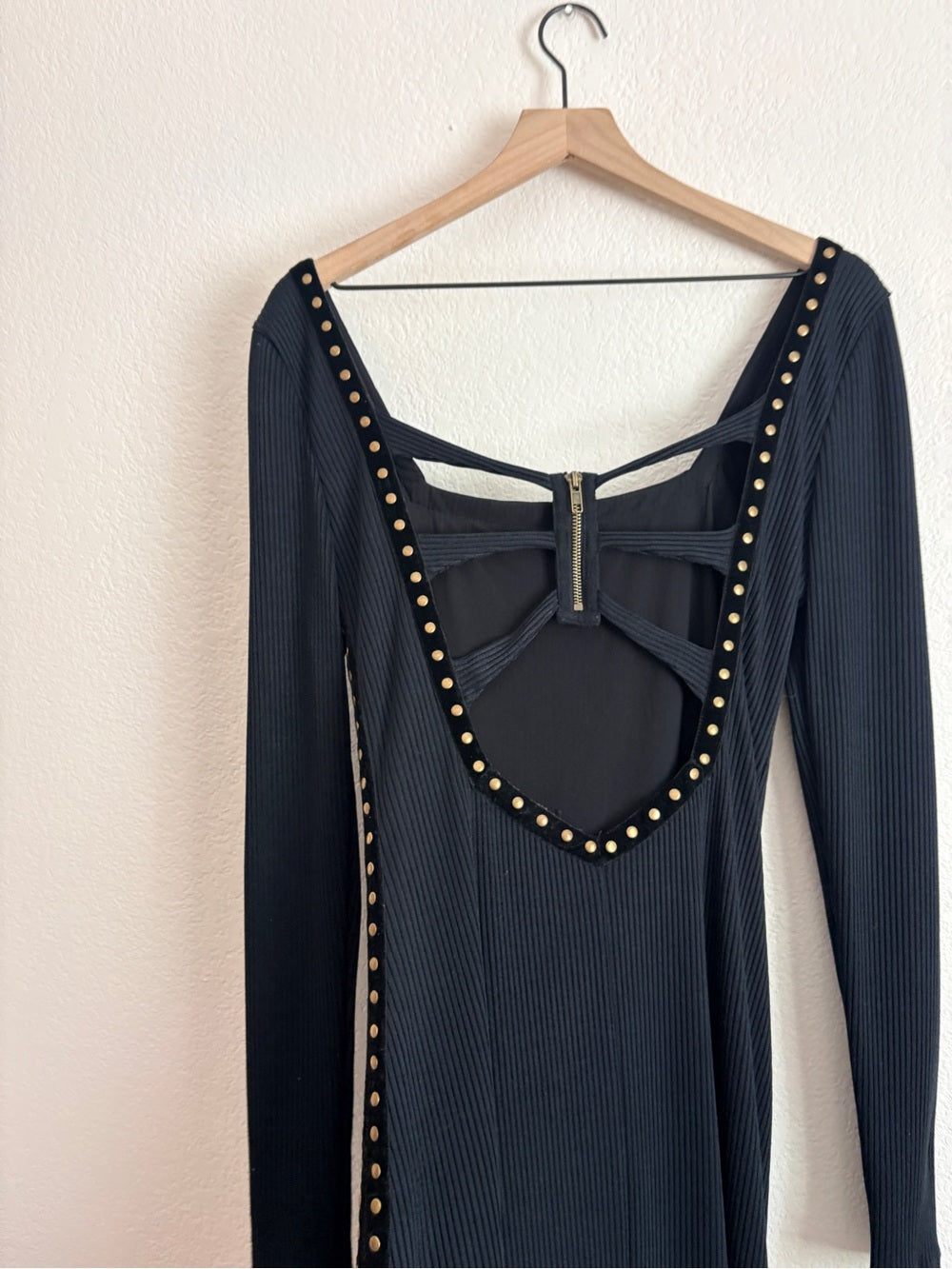 Free People Simone Black Studded Dress (M)