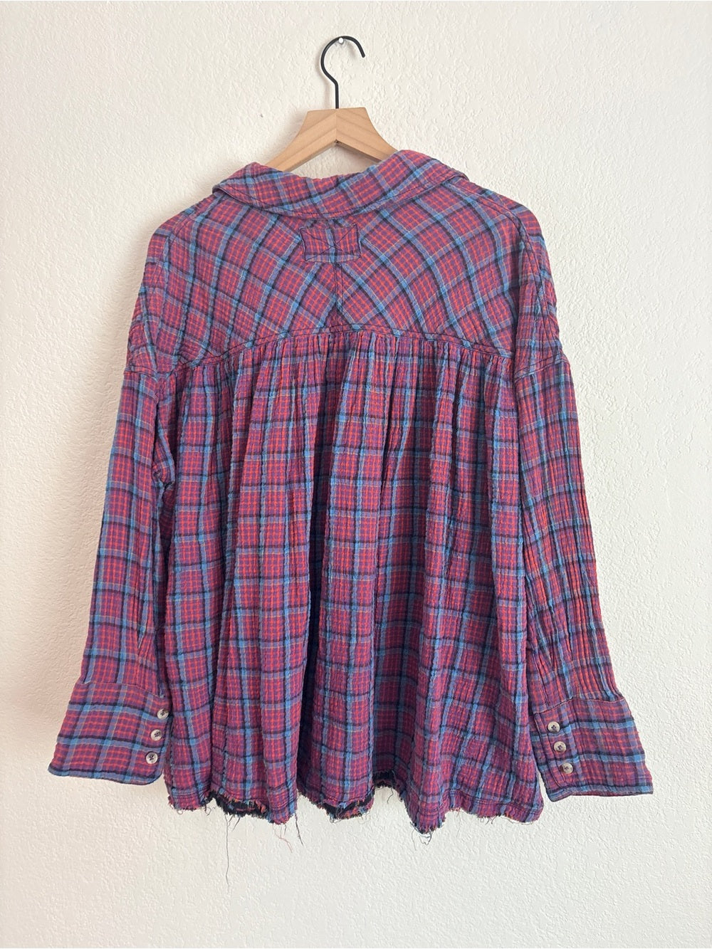 Free People Cardiff Purple Plaid Button-Up (S)