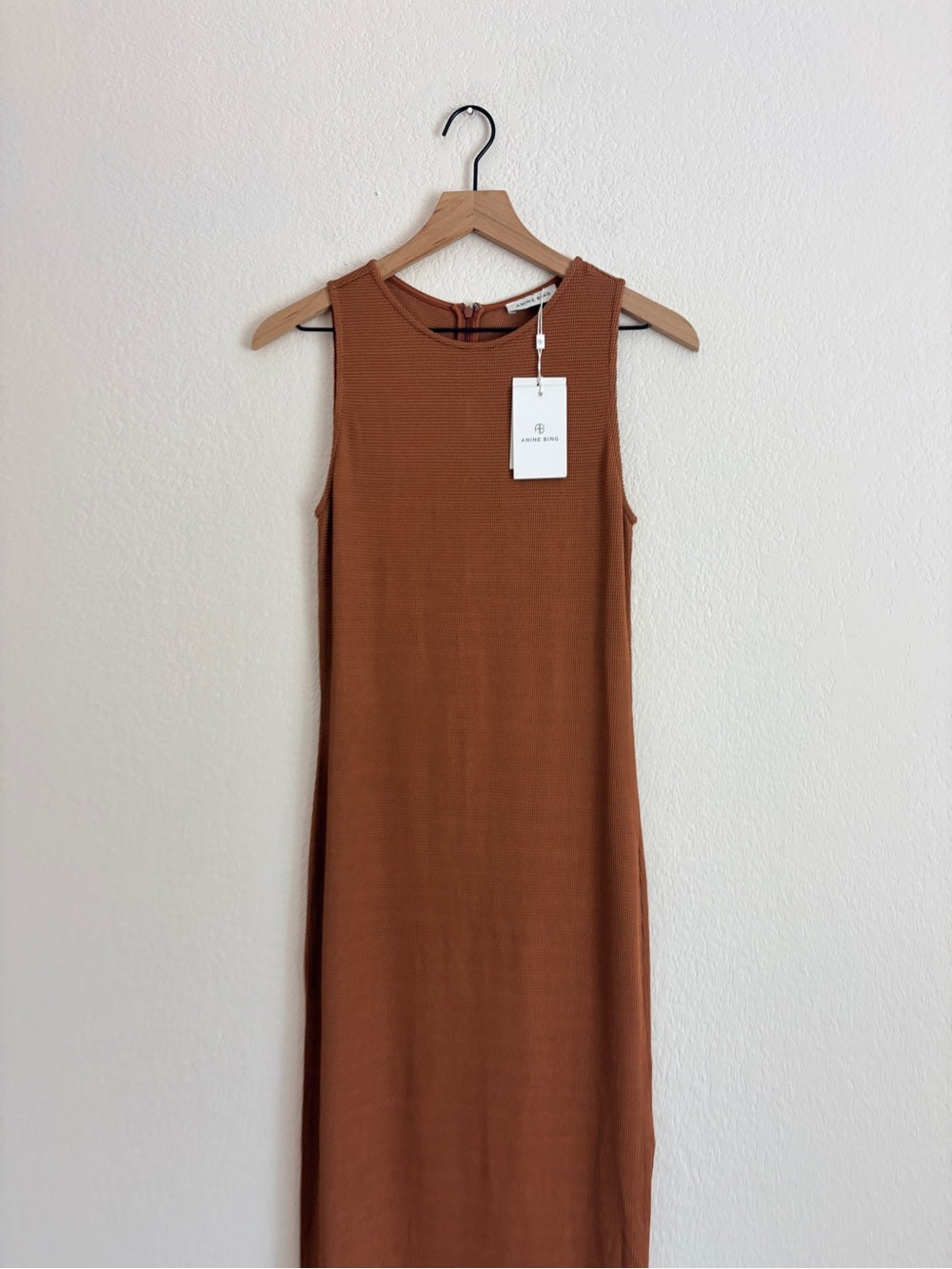 NWT Anine Bing Savannah Waffle Dress in Terra Cotta (S)