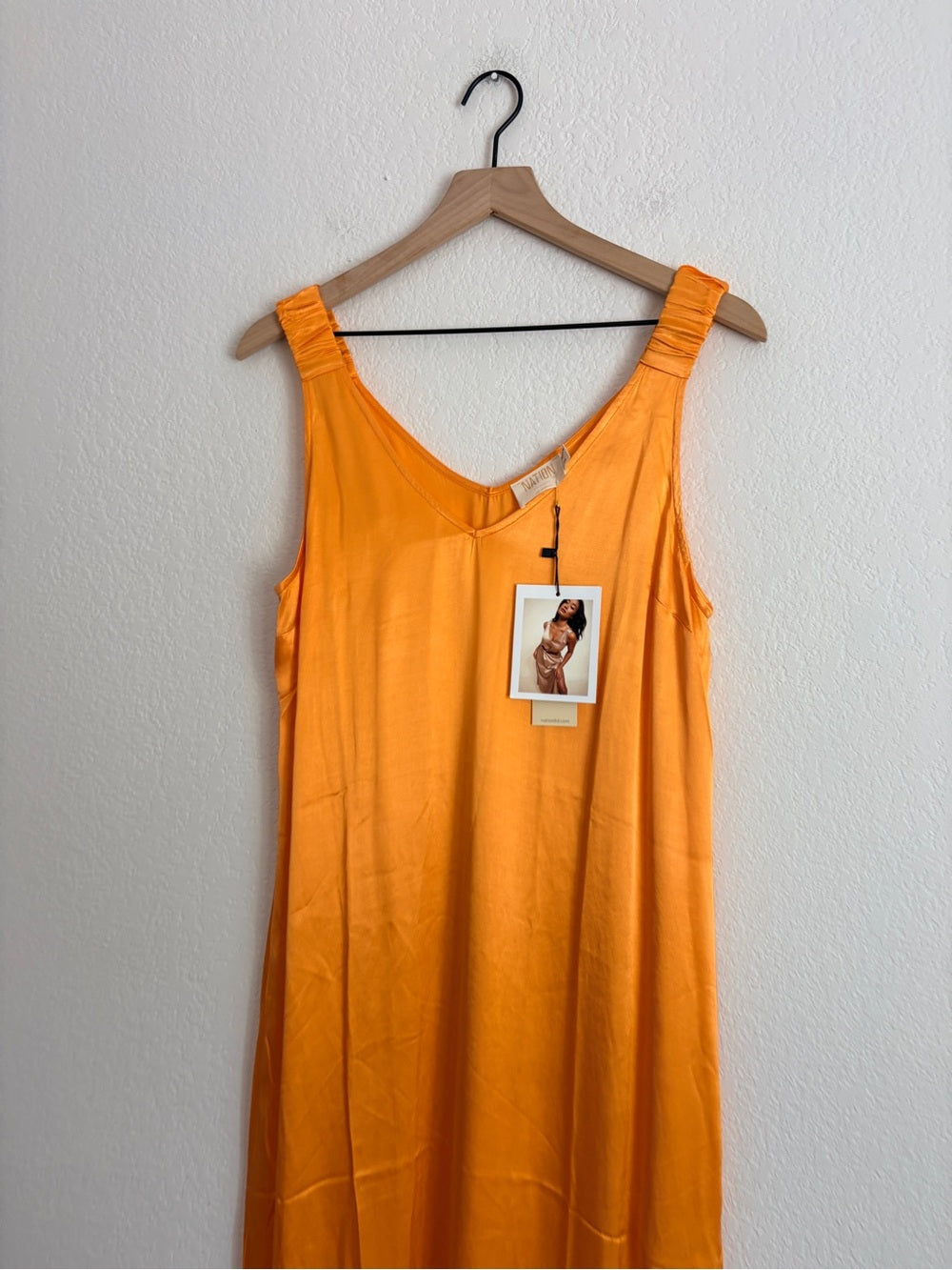 NEW Nation LTD Satin Slip Maxi Dress - Orange (L)