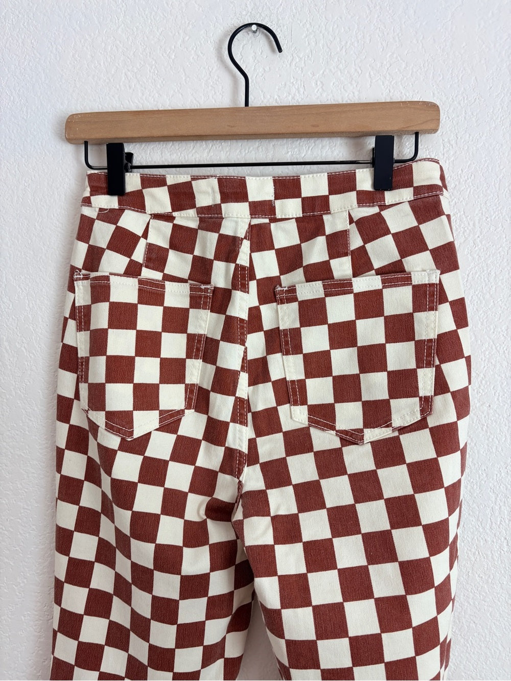 Free People Just Float Checkered Flare Checkerboard Jeans (28)