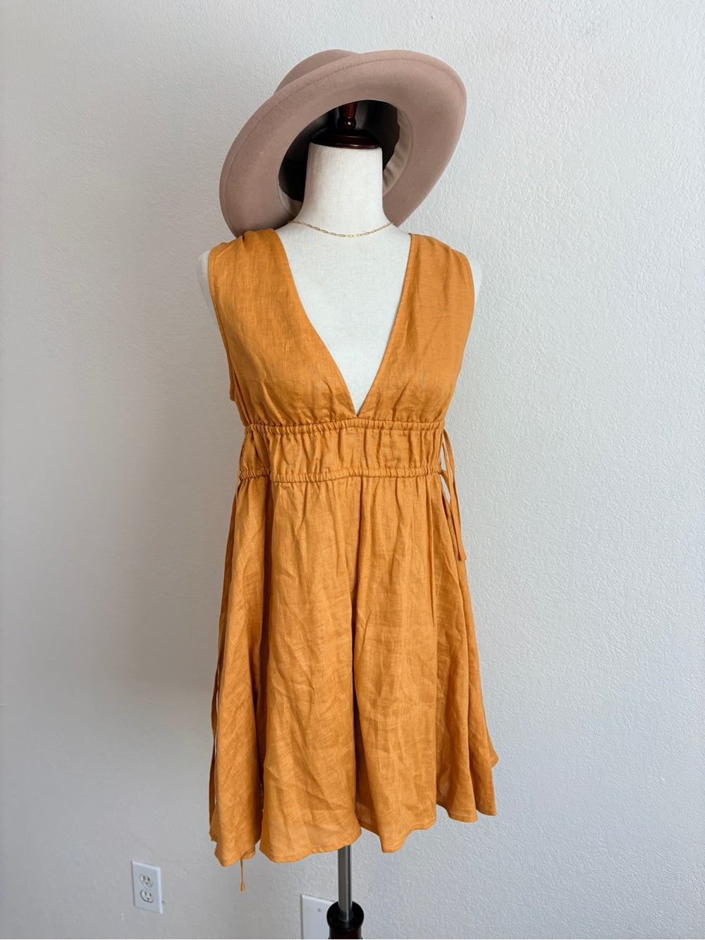 DISSH Pia Marigold Linen Mini Dress (2)