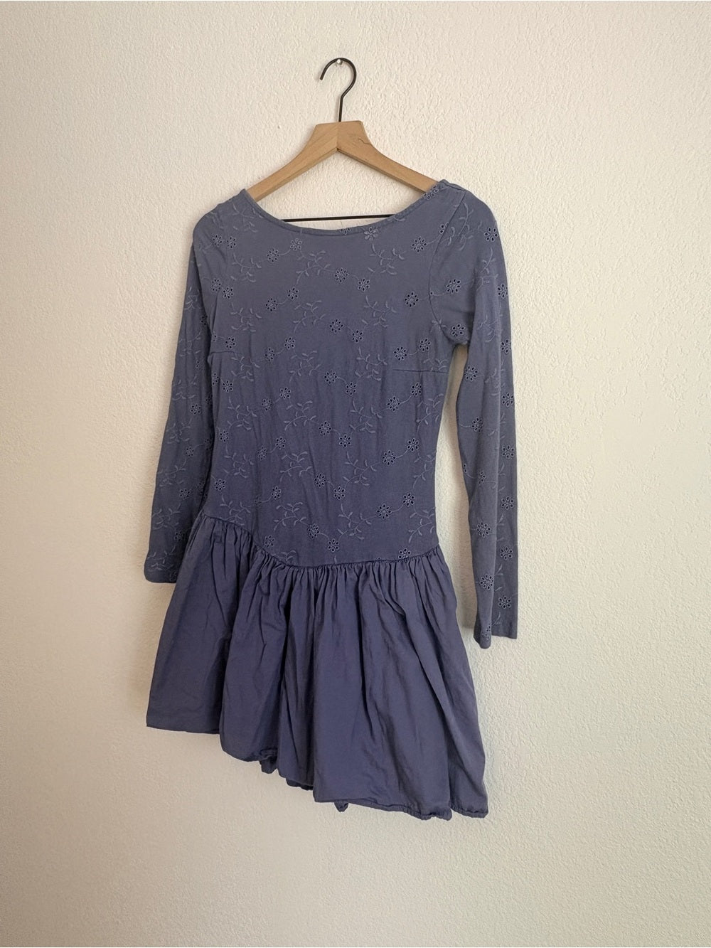 Free People Surley Lilac Embroidered Long Sleeve Fit & Flare Dress (M)