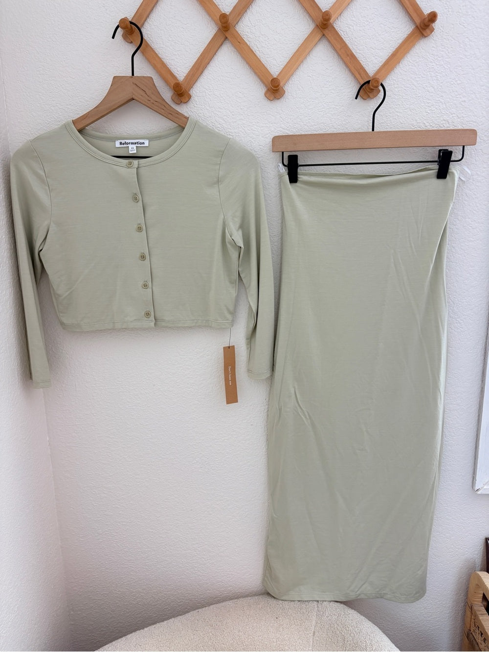 NWT Reformation Galactic Knit TwoPiece Strapless Tube Dress & Cardigan Set (XS)