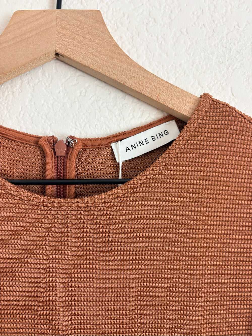 NWT Anine Bing Savannah Waffle Dress in Terra Cotta (S)