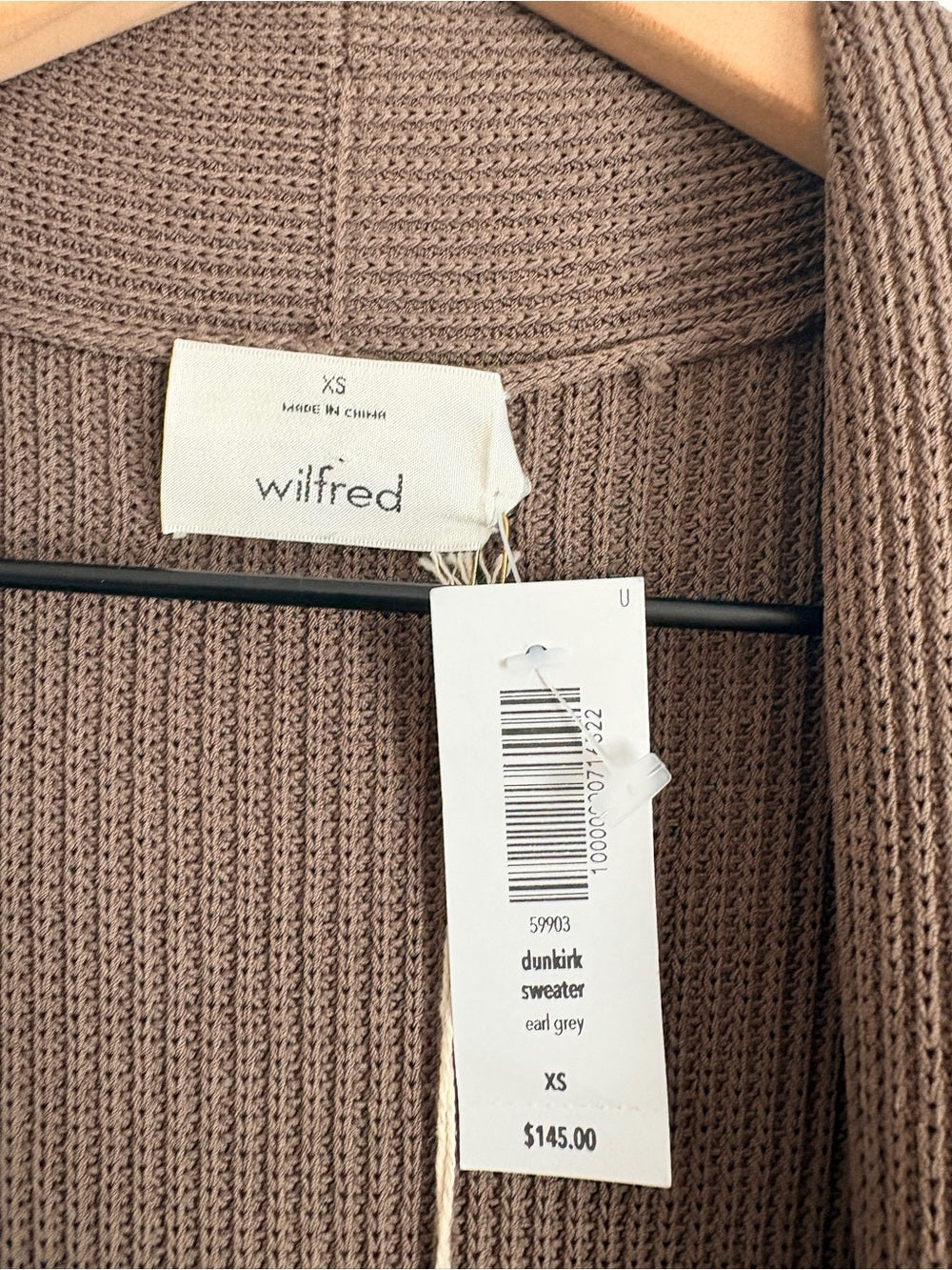 NWT Wilfred Dunkirk Sweater Sleeveless Ribbed Long Vest Chocolate Brown (XS)