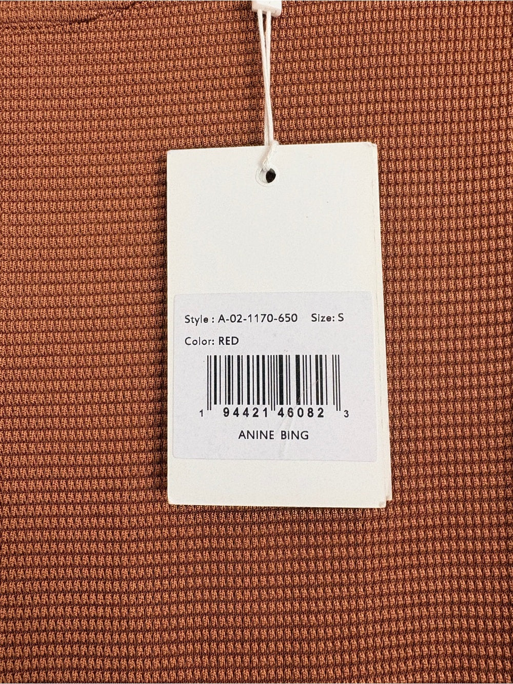 NWT Anine Bing Savannah Waffle Dress in Terra Cotta (S)