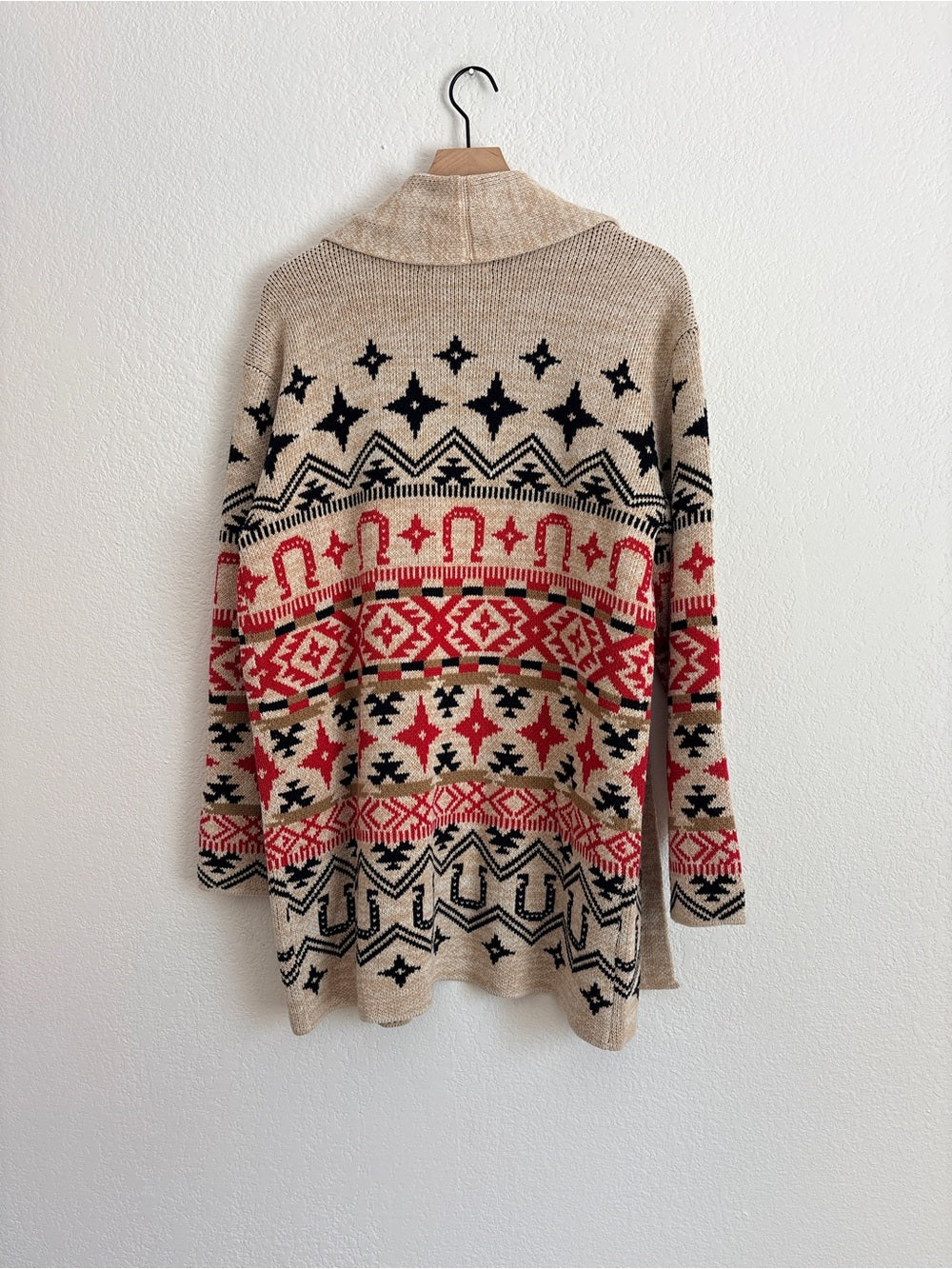 NWT Lucky Brand Open-Front Aztec Cardigan Sweater (L)