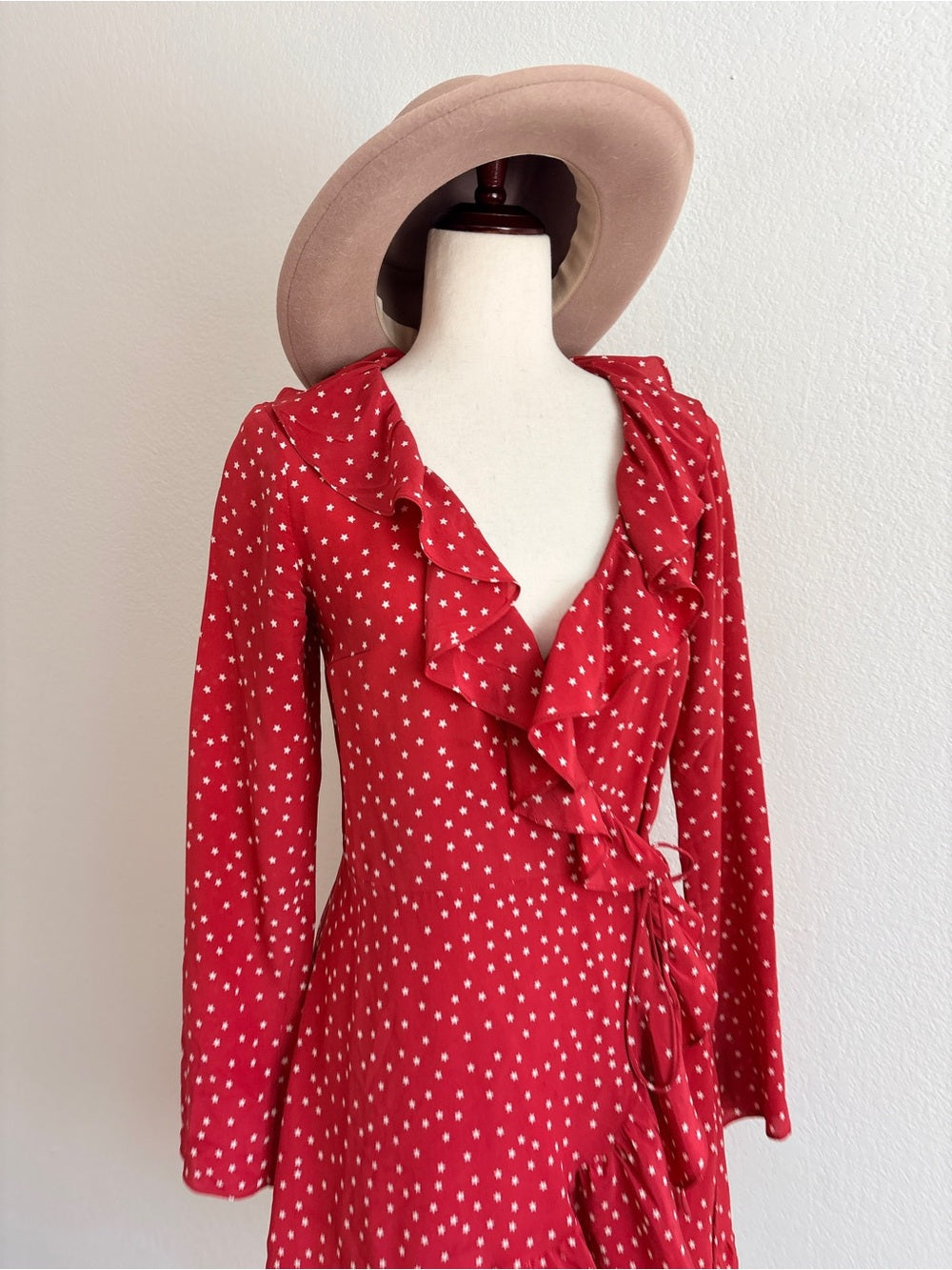Realisation Par Silk Polka Dot Red Dress (S)
