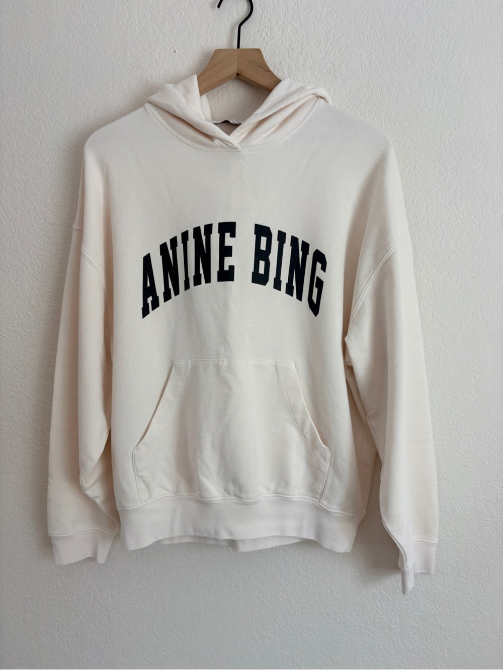 NWT Anine Bing Harvey Pale Pink Logo Pullover Hoodie (M)
