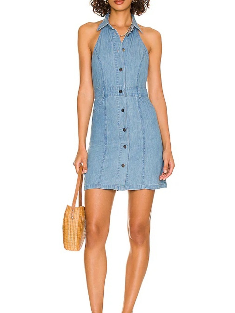 Free People Sami Denim Mini Dress (L)